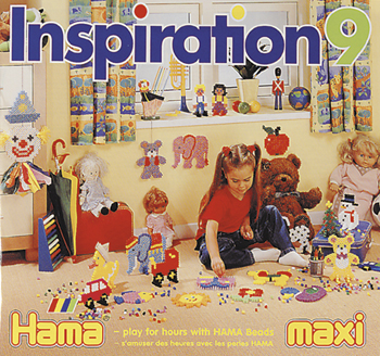 Hama® inspirationshæfte nr. 9 er for de mindre børn, hvor 
de kan lægge en gennemsigtig perleplade på billedet og 
bygge efter det med maxi perler. Mange sjove billeder i 
flotte farver.
